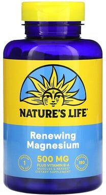 Thumbnail - Nature's Life, Renewing Magnesium, 500 mg, 180 pflanzliche Kapseln