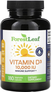 Forest Leaf, Vitamin D3, 250 mcg (10.000 IU), 180 pflanzliche Kapseln