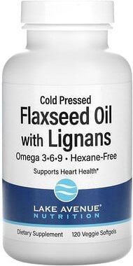 Thumbnail - Lake Avenue Nutrition, Cold Pressed Flaxseed Oil with Lignans, kalt gepresstes Leinsamenöl mit Lignanen, 120 pflanzliche...