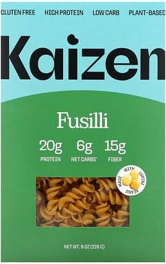 Kaizen, Fusilli, glutenfrei, proteinreich, kohlenhydratarm, pflanzlich, 226 g (8 oz.)