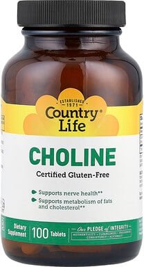 Country Life, Choline, Cholin, 266 mg, 100 Tabletten