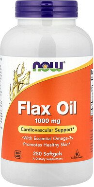 NOW Foods, Leinöl mit ätherischen Omega-3-Fettsäuren, 1.000 mg, 250 Weichkapseln