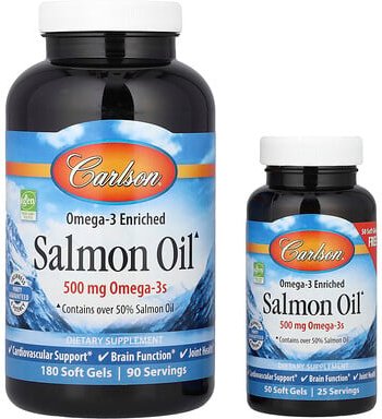 Carlson, Omega-3 Enriched Salmon Oil, mit Omega-3 angereichertes Lachsöl, 230 Weichkapseln
