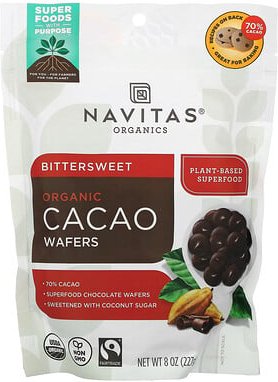 Navitas Organics, Bio-Kakaowaffeln, bittersüß, 227 g (8 oz.)