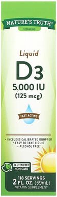 Nature's Truth, Vitamine, flüssiges D3, 125 mcg (5.000 IU), 59 ml (2 fl. oz.)