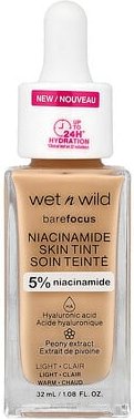 wet n wild, Barefocus, Niacinamide Skin Tint, Niacinamid-Hautfarbe, 1116092 Light, 32 ml (1,08 fl. oz.)