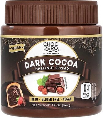 Thumbnail - ChocZero, Dark Cocoa Hazelnut Spread, Zartbitter-Kakao-Haselnuss-Aufstrich, 340 g (12 oz.)