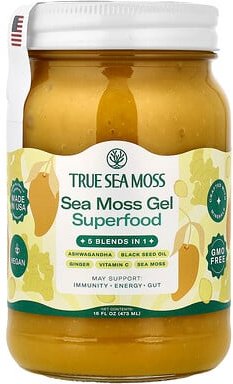 True Sea Moss, 5 in 1 Sea Moss Gel, 5-in-1-Seemoos-Gel, Mango, 453 g (16 fl. oz.)