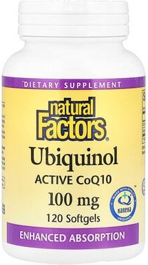 Thumbnail - Natural Factors, Ubiquinol, QH Active CoQ10, Ubichinol, aktives CoQ10, 100 mg, 120 Weichkapseln