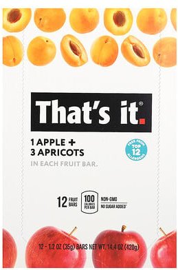 That's It, Fruchtriegel, Apfel + Aprikosen, 12 Riegel, je 35 g (1,2 oz.)