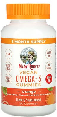 MaryRuth's, Vegan Omega-3 Gummies, vegane Omega-3-Fruchtgummis, natürliche Orange, 60 Fruchtgummis