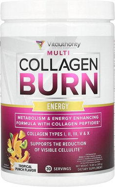 Vitauthority, Multi Collagen Burn, Multi Collagen Burn, Energie, „Tropical Punch“, 309 g (10,89 oz.)