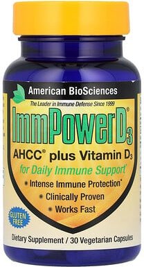 American Biosciences, Immun Stärke D3, AHCC Plus Vitamin D3, 30 Vegetarische Kapseln