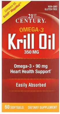 21st Century, Krillöl, 350 mg, 60 Weichkapseln