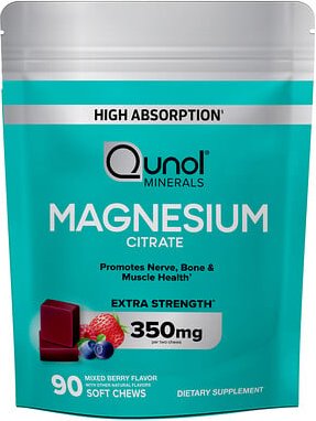 Qunol, Magnesium Citrate, Magnesiumcitrat, gemischte Beeren, 90 Kau-Snacks (175 mg pro Kau-Snack)