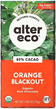 Alter Eco, Dunkle Bio-Schokoladentafel, Orange Blackout, 85% Kakao, 75 g (2,65 oz.)