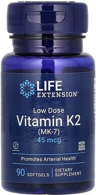 Thumbnail - Life Extension, Low Dose Vitamin K2 (MK-7), niedrig dosiertes Vitamin K2 (MK-7), 45 mcg, 90 Weichkapseln
