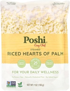 Poshi, Easy Chef, Steamed Riced Hearts of Palm, gedünstete, geriebene Herzen der Palme, 198 g (7 oz.)