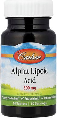 Carlson, Alpha Lipoic Acid, Alpha-Liponsäure, 30 Tabletten