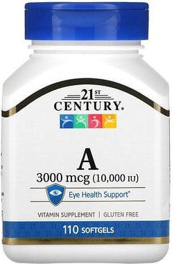 21st Century, Vitamin A, 3,000 mcg (10.000 IU), 110 Weichkapseln