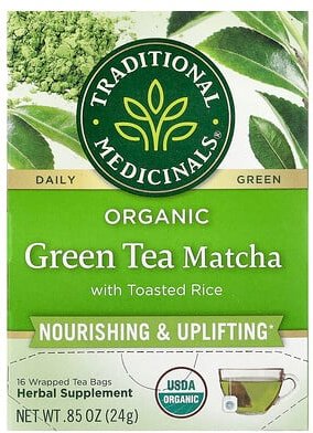 Traditional Medicinals, Organic Green Tea with Toasted Rice, Bio-Grüntee mit geröstetem Reis, Matcha, 16 einzeln verpack...