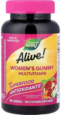 Nature's Way, Alive!® Women's Gummy Multivitamin, Multivitamine für Frauen, gemischte Beeren, 60 Fruchtgummis