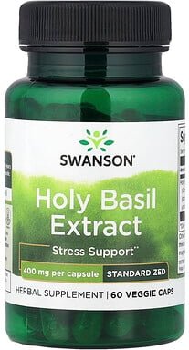 Thumbnail - Swanson, Holy Basil Extract, Heiliges-Basilikum-Extrakt, standardisiert, 400 mg, 60 vegetarische Kapseln