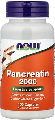 NOW Foods, Pancreatin 2000, 100 Kapseln (200 mg pro Kapsel)