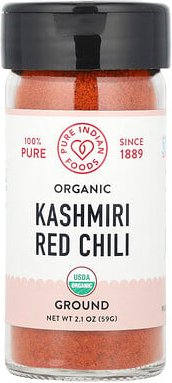 Pure Indian Foods, Organic Kashmiri Red Chili, Bio-Kaschmir-Rote Chili, gemahlen, 59 g (2,1 oz.)