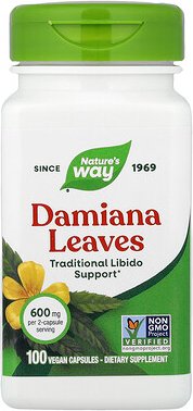 Nature's Way, Damiana Leaves, Damiana-Blätter, 100 vegane Kapseln (300 mg pro Kapsel)
