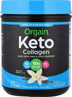 Orgain, Keto Collagen Protein Powder, ketogenes Kollagen-Proteinpulver, Vanilleschote, 400 g (14,1 oz.)
