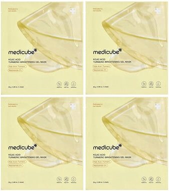 Medicube, Koji Acid Turmeric Brightening Gel Beauty Mask, aufhellende Gel-Maske mit Kojisäure und Kurkuma, 4 Tuchmasken,...