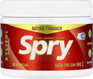 Xlear, Spry®, Kaugummi, natürlicher Zimt, 100 Stück