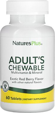 NaturesPlus, Multivitamin- und Mineralstoff-Kautabletten für Erwachsene, exotische rote Beere, 60 Tabletten