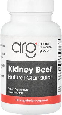 Allergy Research Group, Kidney Beef, Natural Drüsen, 100 pflanzliche Kapseln (500 mg pro Kapsel)
