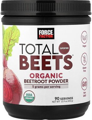 Force Factor, Total Beets®, Organic Beetroot Powder, Bio-Rote-Bete-Pulver, 450 g (15,9 oz.)