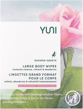 Yuni Beauty, Shower Sheet, Rose & Cucumber, Duschtuch, Rose und Gurke, 12 Tücher