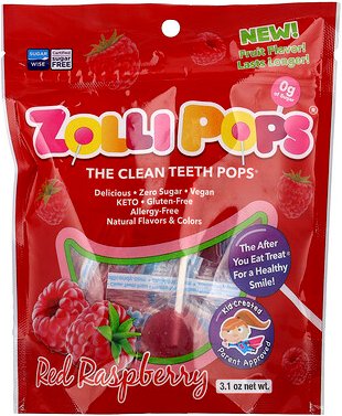 Zollipops, The Clean Teeth Pops, Himbeere, 3,1 oz.
