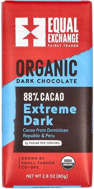 Equal Exchange, Organic Dark Chocolate, Dunkle Bio-Schokolade, extrem dunkle Schokolade, 88% Kakao, 80 g (2,8 oz.)