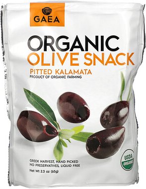 Gaea, Bio-Oliven-Snack, entkernte Kalamata, 65 g (2,3 oz.)