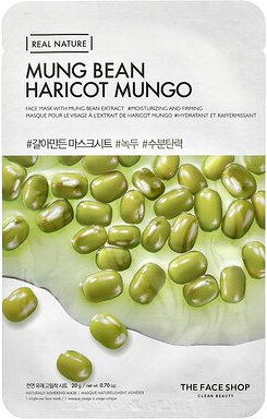 The Face Shop, Real Nature, Beauty Face Mask, Beauty-Gesichtsmaske, Mungbohne, 1 Tuchmaske, 20 g (0,7 oz.)