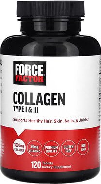 Thumbnail - Force Factor, Collagen Type I & III, Kollagen Typ I und III, 120 Tabletten