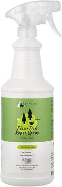 Kin+Kind, Flea + Tick Repel Spray, Flöhe und Zeckenspray, für Hunde und Katzen, Zitronengras, 946 ml (32 fl. oz.)