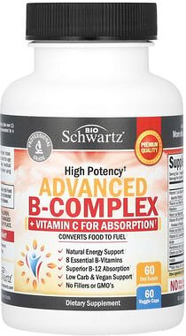 Thumbnail - BioSchwartz, High Potency Advanced B-Complex, hochwirksamer fortschrittlicher B-Komplex, 60 vegetarische Kapseln