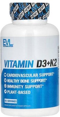 EVLution Nutrition, Vitamin D3+K2, 60 pflanzliche Kapseln