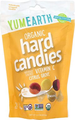YumEarth, Organic Hard Candies, Bio-Hartbonbons, Vitamin C, Zitrushain, 93,6 g (3,3 oz.)