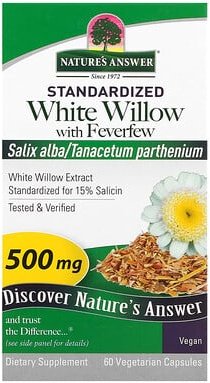 Nature's Answer, Weiße Weide mit Mutterkraut, 500 mg, 60 vegetarische Kapselm