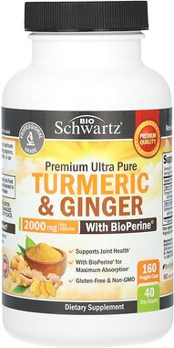 Thumbnail - BioSchwartz, Turmeric & Ginger With BioPerine, Kurkuma und Ingwer mit BioPerine, 2.000 mg, 160 pflanzliche Kapseln (500 ...