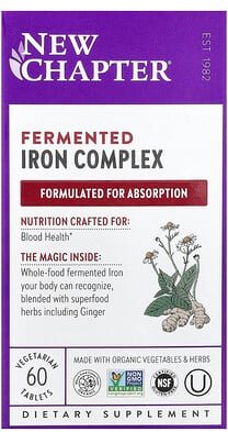 New Chapter, Fermented Iron Complex, fermentierter Eisenkomplex, 60 vegetarische Tabletten