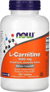 NOW Foods, L-Carnitine, L-Carnitin, 1000 mg, 100 Tabletten
